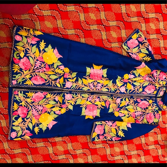 Navy blue Kashmir silk jacket - Picture 3 of 3